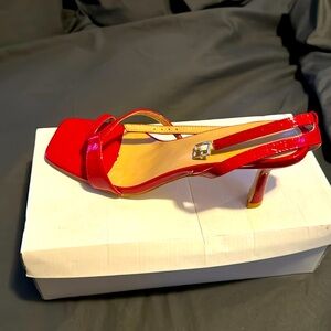 Red leather shoes little heels